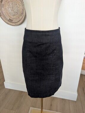 LOFT Dark Denim-Look Cotton Stretch Pencil Skirt Size 8